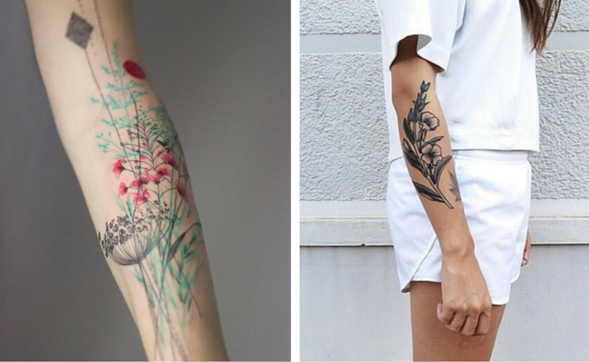 Tatouage de bouquet de fleurs sur le bras