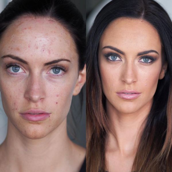 maquillage avant après - les imperfections