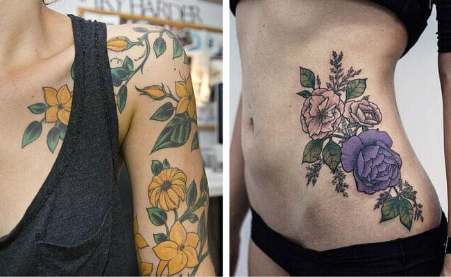 Tattoo de fleurs impressionants et colorés