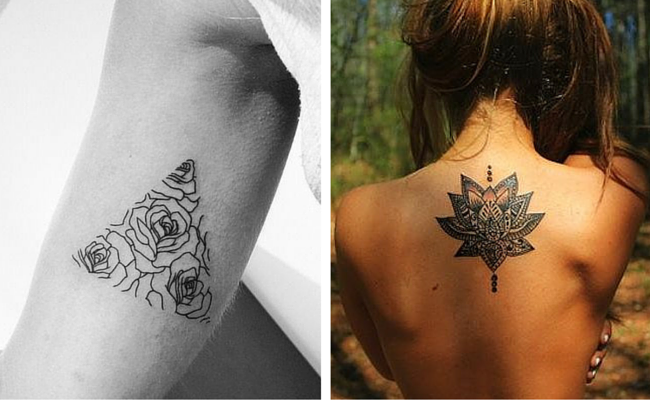 Tatouage de fleurs geometriques