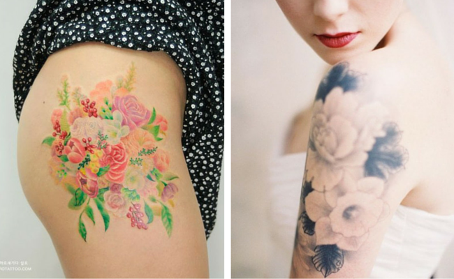 Tatouage de fleurs sans contours