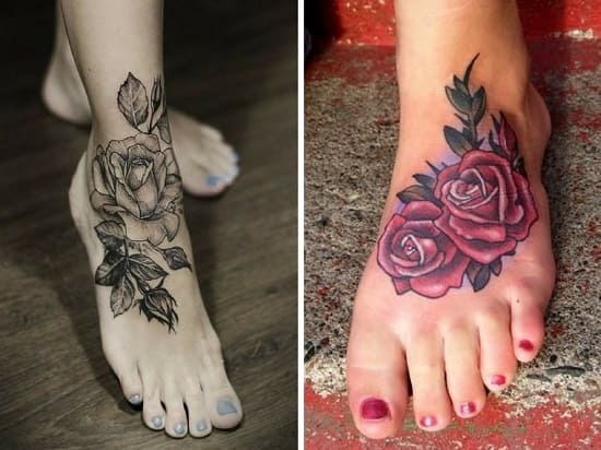 une rose pour un tatouage des chevilles