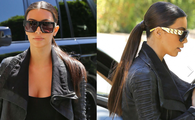 queue de cheval kim kardashian sleek ponytail coiffure chic