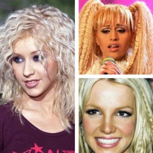 Christina Aguilera, Lâam et Britney Spears avec les cheveux gaufrés dans les années 90