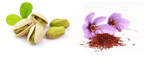 l'association de l'huile de pistache et d'extraits de safran