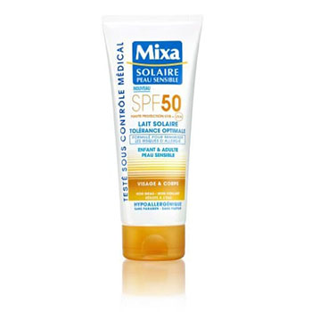 lait solaire pour peaux sensibles de mixa