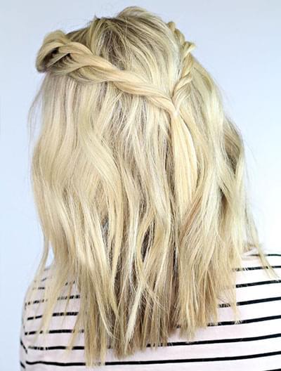 tresse couronne sur cheveux courts